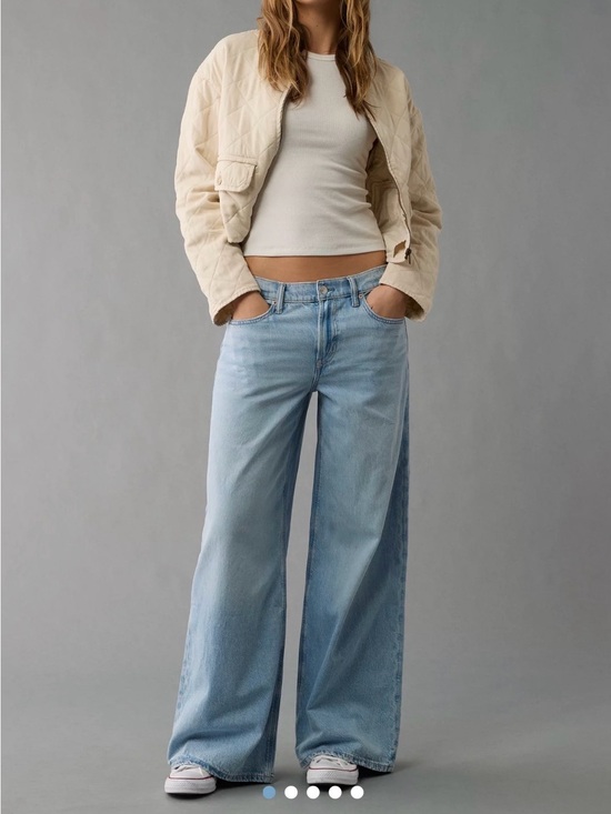 American Eagle Outfitters Denim - American Eagle Outfitters Low Rise Extra Wide Leg Light Blue Jeans